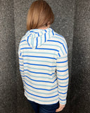 Vinnie Striped Hooded Top in White/Blue/Navy (10-16)