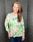 Brianna Floral Fine Knit Top in Green (10-16)