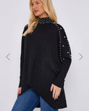 Pru High Low Pearl Jumper in Black (Size 8-20)