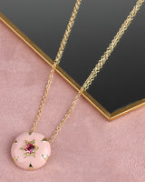 Ellie Enamel & Crystal 14K Gold Plated Necklace in Pink