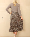 Lola Jumper Dress with Pleated Leopard Print Skirt in Taupe (Size 8-16)