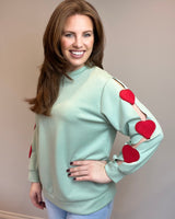 Love Heart Sleeve Sweat Top in Mint Green (8-16)