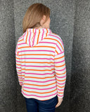 Vinnie Striped Hooded Top in White/Pink/Orange (10-16)