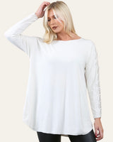 Alisha Sparkly Sleeve Jumper in Cream (Size 10-20)