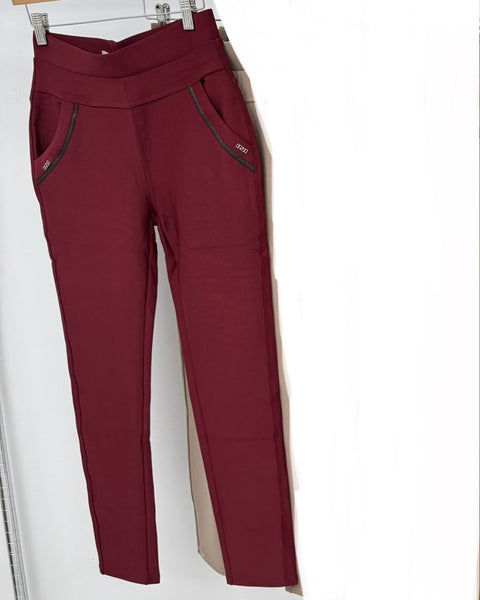 Molly Stretchy Scuba Leggings in Burgundy (Sizes 10-18)