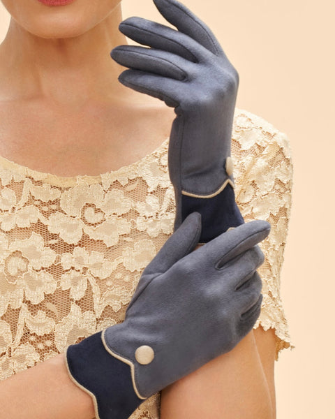 Pandora Faux Suede Gloves in Navy