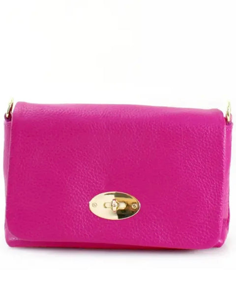 Willow Leather Crossbody Bag in Fuchsia Pink