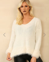 Freya Fluffy Hem Jumper in Cream (Size 10-18)