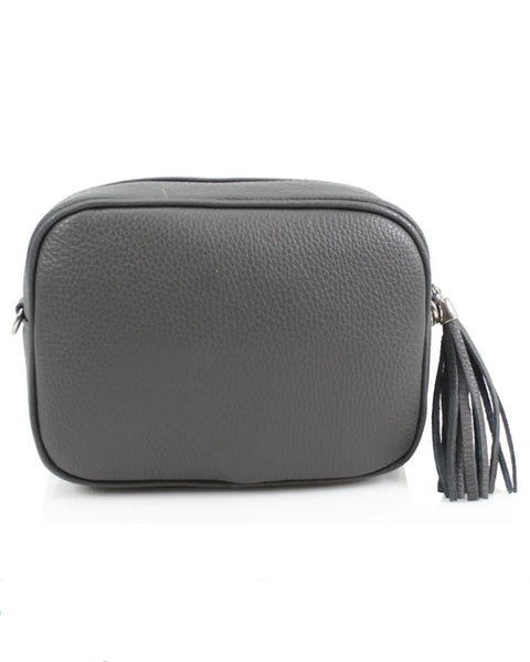 Maple Leather Crossbody Bag in Dark Grey