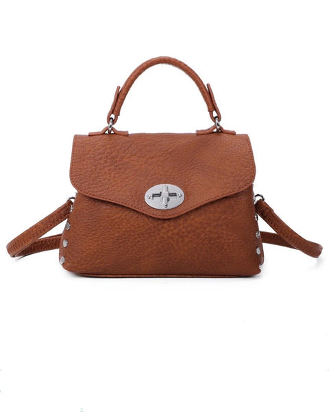 Cedar Studded Vegan Leather Grab Bag in Brown