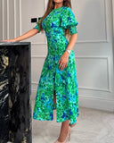 Melanie Floral Dress in Blue/Green