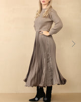 Lola Jumper Dress with Pleated Skirt in Taupe (Size 8-16)