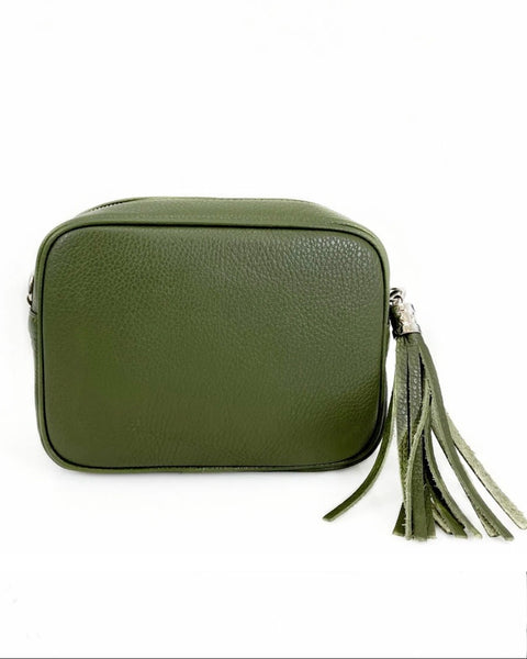 Maple Leather Crossbody Bag in Khaki Green