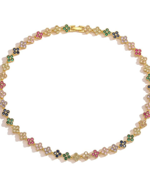 Clover CZ Necklace in Multi