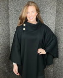 Liberty Gold Button Cape in Black