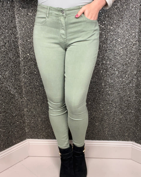 Kim Stretch Jeans in Khaki Green 18 & 20