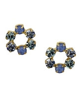 Open Flower 14K Gold Plated Earrings in Blue