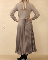 Lola Jumper Dress with Pleated Skirt in Taupe (Size 8-16)