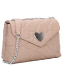 Holly Heart Quilted Vegan Leather Bag in Navy