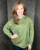 Bronze metallic Print Sweat Top in Khaki Green (8-18)