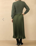 Lola Jumper Dress with Pleated Skirt in Khaki Green (Size 8-16)