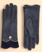 Pandora Faux Suede Gloves in Navy