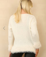 Freya Fluffy Hem Jumper in Cream (Size 10-18)