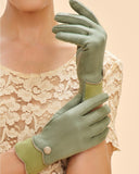 Pandora Faux Suede Gloves in Sage Green