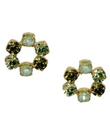 Open Flower 14K Gold Plated Earrings in Green