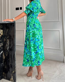 Melanie Floral Dress in Blue/Green