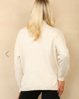 Dayna Diamante Cable Knit Jumper in Cream (8-16)