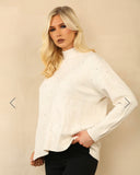 Dayna Diamante Cable Knit Jumper in Cream (8-16)