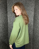 Bronze metallic Print Sweat Top in Khaki Green (8-18)