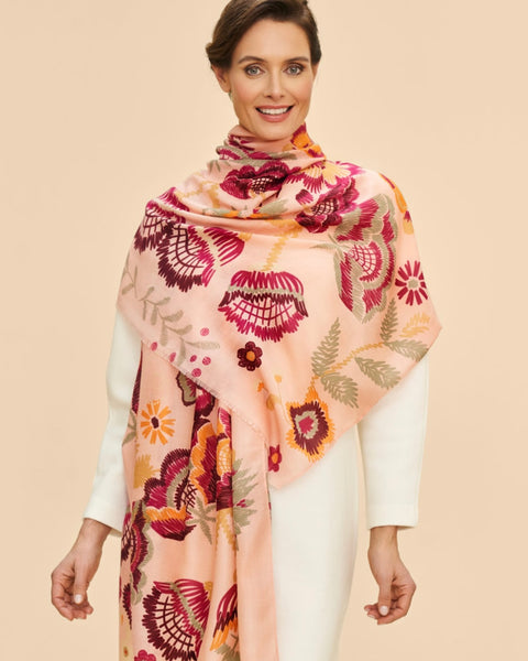 Floral Symmetry Scarf in Pink