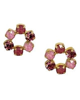 Open Flower 14K Gold Plated Earrings in Pink