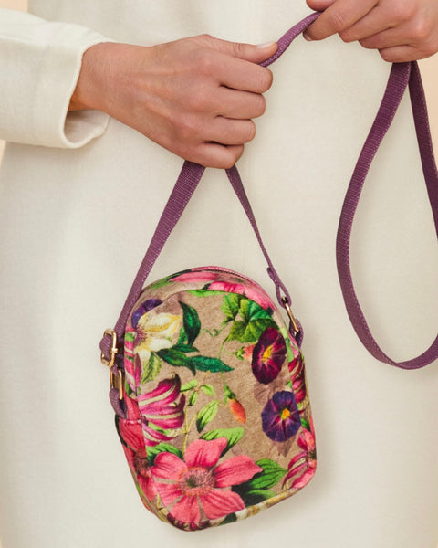 Oversized Botanicals Velvet Crossbody Bag