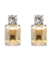 Mini Twin Gem Earrings in Gold and Clear