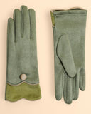 Pandora Faux Suede Gloves in Sage Green